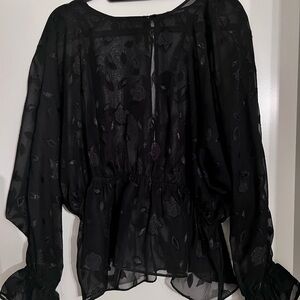 Express Black Floral Sheer Blouse